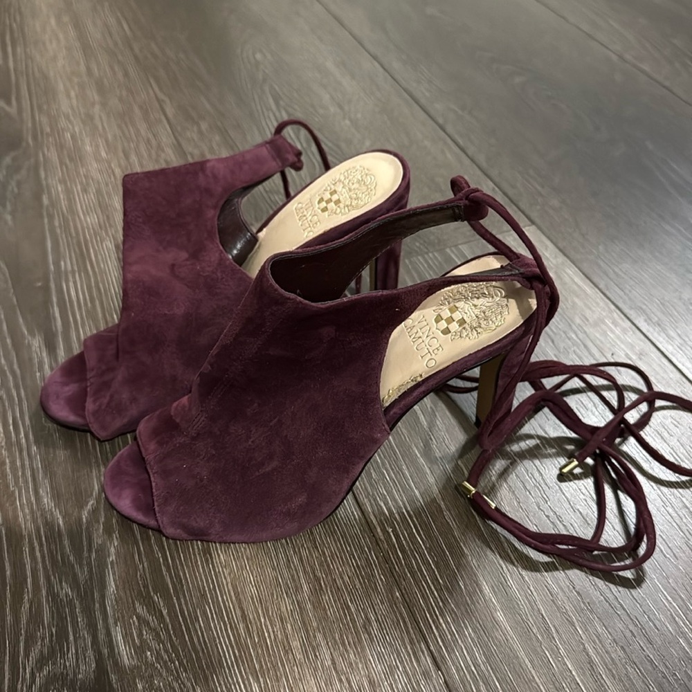 Vince Camuto leather suede open toe boot